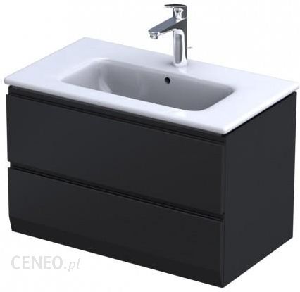 Oristo Szafka wisząca BRYLANT UNI 80 cm z umywalką JOY, CZARNY MAT OR36-SD2S-80-8-V3 + UME-JO-80-91
