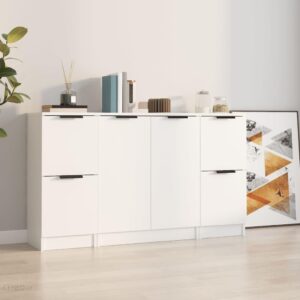 Vidaxl 3 Częściowa Komoda Biała Materiał Drewnopochodny 3115844